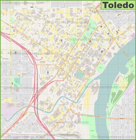 map toledo|downtown toledo map.